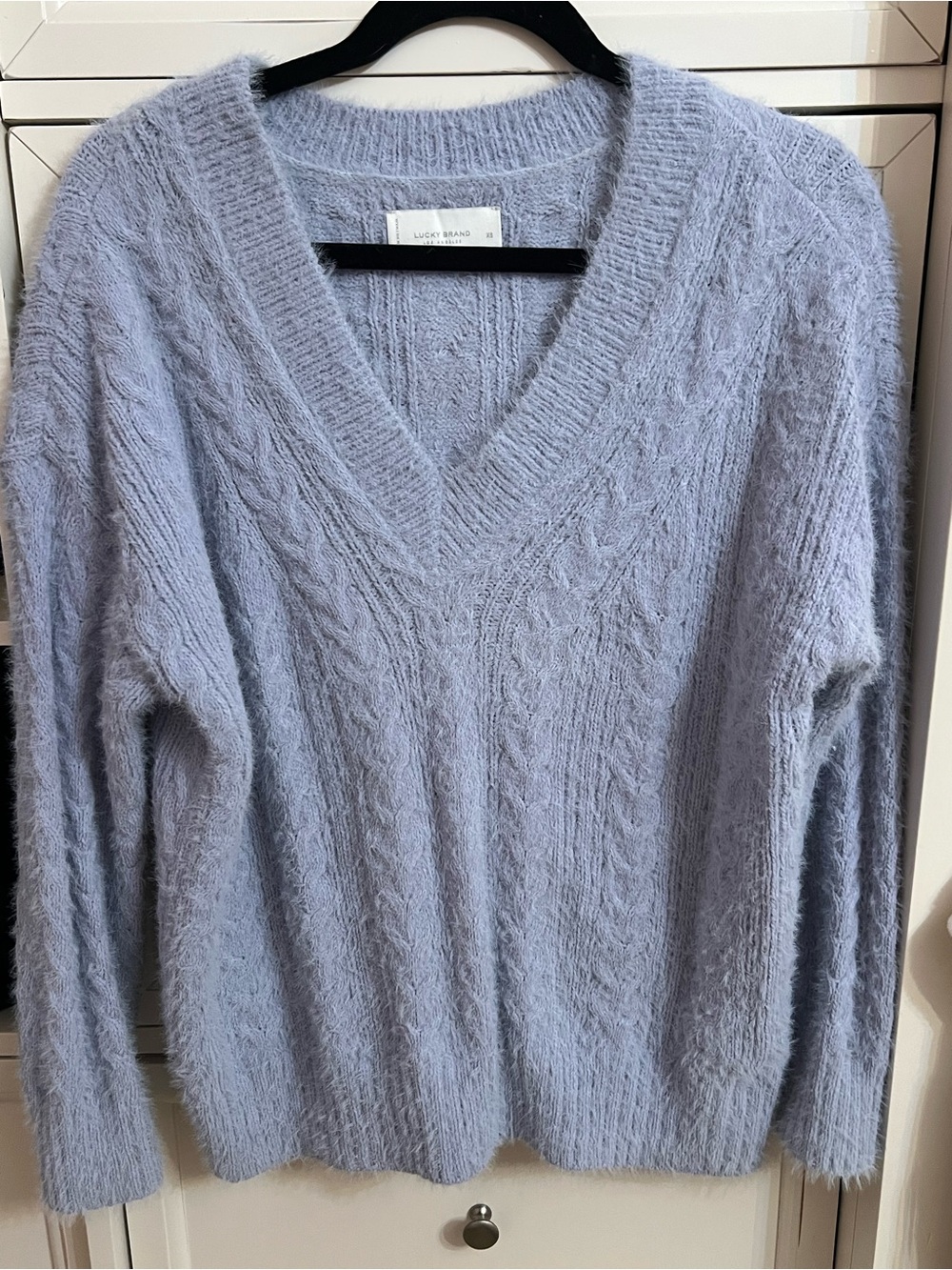 Lucky Brand Light Lavender Cable V-Neck Sweater